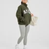 Varsity Oversized Fleece Zip Up Jacket